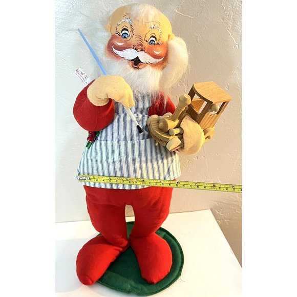 Annalee Santa Doll 1981 With Wooden Train Paint Brush Has Tag Perfect Shape 18” - Picture 13 of 13
